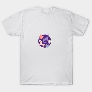 Dinosaurs and Unicorns on Purple T-Shirt